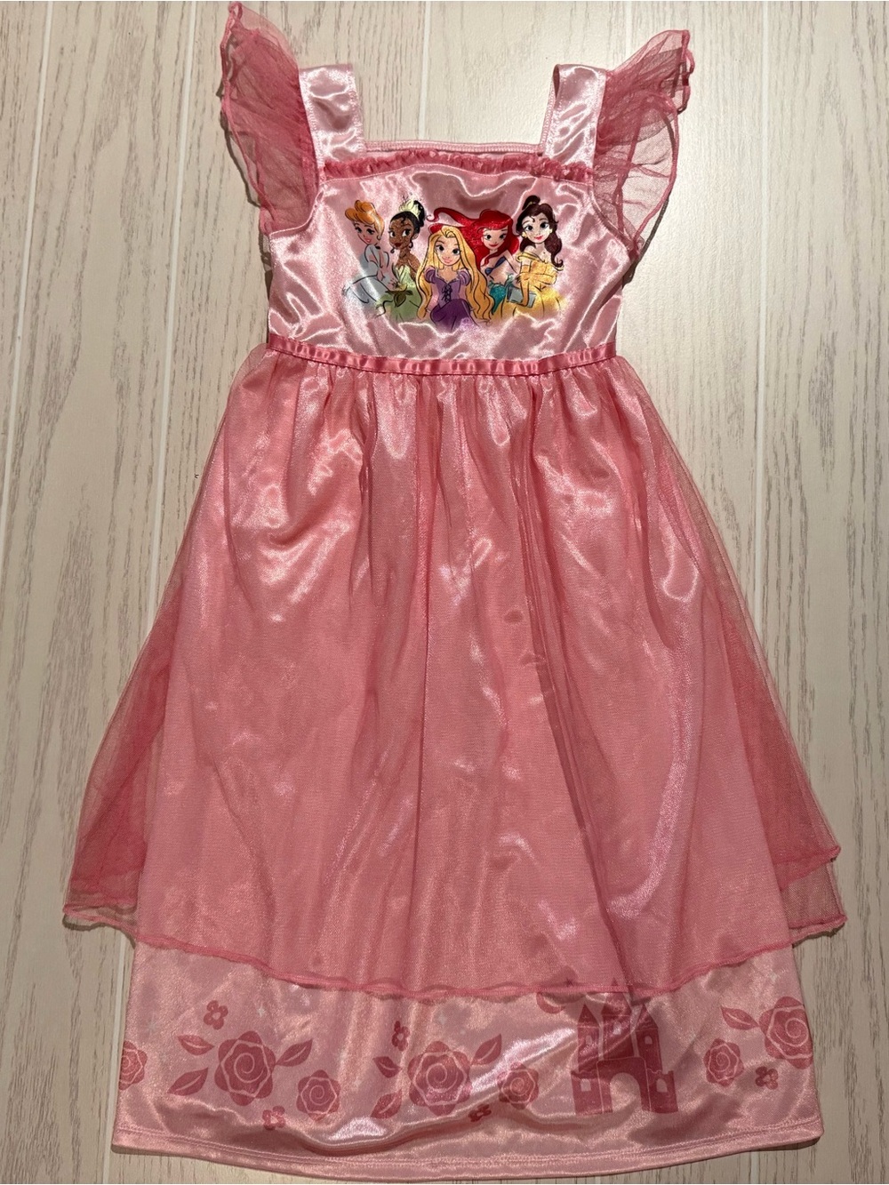 Disney Princess 5T Pink Satin Tulle Nightgown Dress